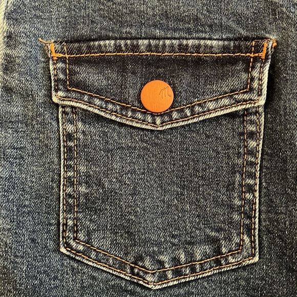 Madewell Two Tone Stretch Denim Button Down Skirt - Picture 5 of 7